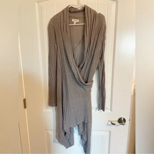 Improvd 100% linen gray wrap ribbed linen cardigan size xs boho